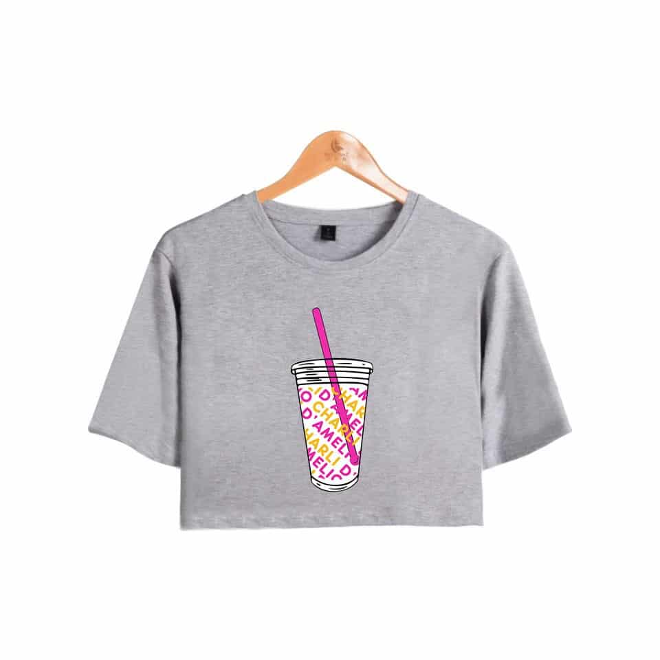 Detail view of the Lightweight Crop Top T-Shirt for Girls, showing all available colours and features – Little Pirates Ireland.