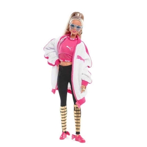 Sporty Barbie Doll for Girls in pink and black, on a white background – a fun and playful gift for girls from Little Pirates.