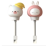 USB plug-in LED night lights for girls in bunny pink and bear yellow shapes, charming glow.