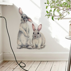 Two cute bunny wall decorations for girls on a white background, perfect for a child's room.