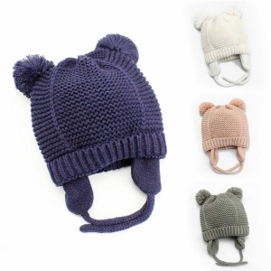 Double Pom-Pom Hat for Girls, on a white background – a fun and playful gift for girls from Little Pirates.