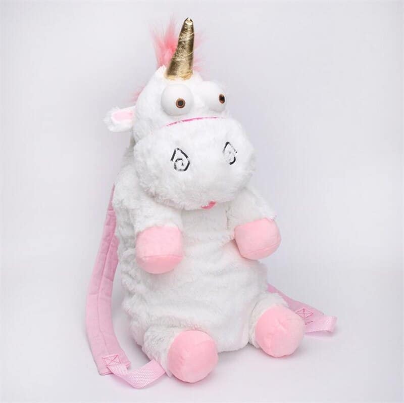 Girls' Unicorn Plush Backpack in blue and pink, on a white background – a fun and playful gift for girls from Little Pirates.