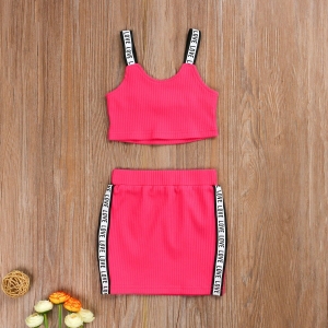 Girls' Pink Summer Skirt and Top Set in pink, on a table – a fun and playful gift for girls from Little Pirates.
