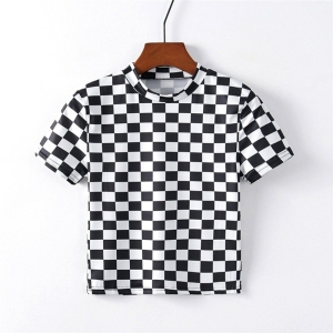 Black and White Rectangle Print T-Shirt for Girls in black and white, on a white background – a fun and playful gift for girls from Little Pirates.