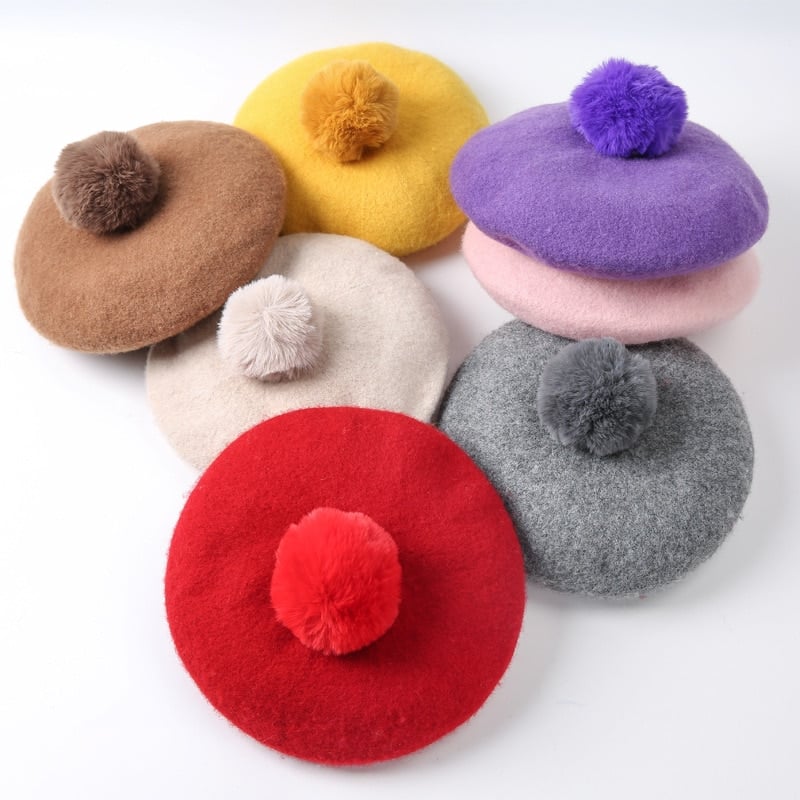 Girls' Pom Pom Beret, on a white background – a fun and playful gift for girls from Little Pirates.
