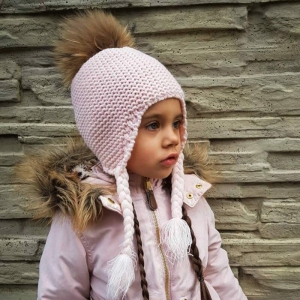 Stylish Knitted Hat for Girls in pink, on a white background – a fun and playful gift for girls from Little Pirates.
