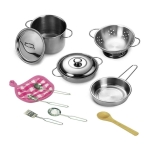 Girls' Mini Stainless Steel Kitchen Tools Set shown in a child's bedroom – stylish and cosy choice for girls from Little Pirates.