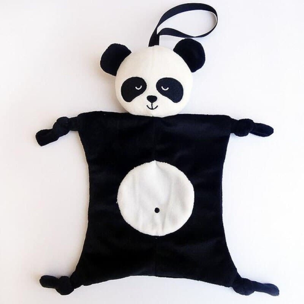 Panda Comfort Blanket for Girls in black shown in a child's bedroom – stylish and cosy choice for girls from Little Pirates.