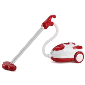 Play scene with the red and white girls toy hoover, ready for fun pretend housekeeping play at home.