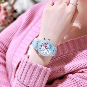Frozen Quartz Watch for Girls in blue shown in a child's bedroom – stylish and cosy choice for girls from Little Pirates.