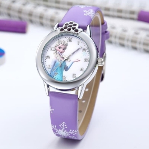 Full view of the Frozen Elsa rhinestone watch for girls, showcasing the magical Elsa portrait and sparkling details.