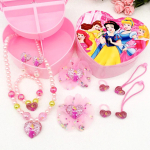 Detail view of the Snow White heart jewellery gift set, highlighting the quality of the jewellery pieces and pretty box.