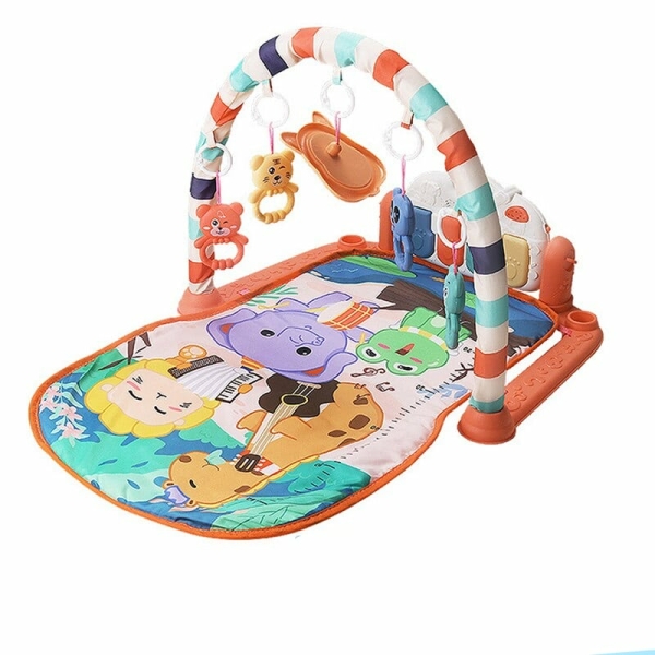 A colourful play mat for baby girls displayed in a home setting, designed to stimulate a baby's senses and development