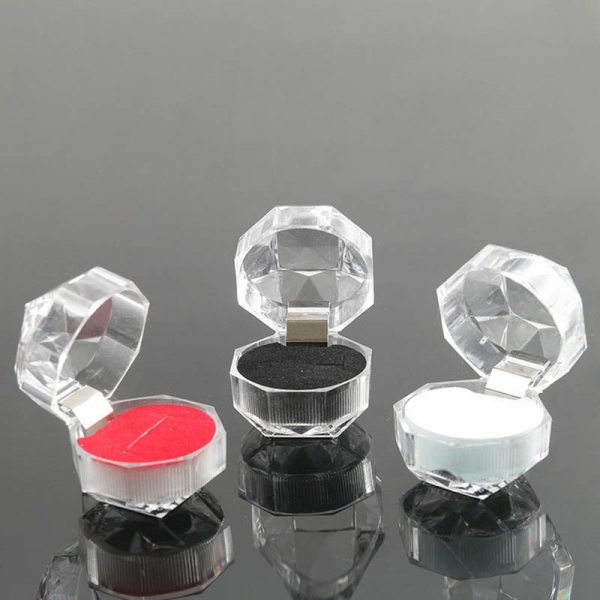 Open interior view of the acrylic jewellery box for girls showing storage compartments.
