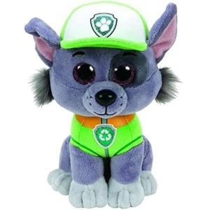 PAW Patrol Rocky plush soft toy for girls wearing a cap, stylish and cuddly.