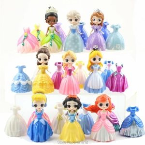 Multicolour princess figurine with interchangeable dresses for girls, a fun and creative toy for imaginative play.