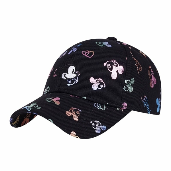 A chic black Disney Mickey Mouse cap for girls, stylish and fun for little Disney fans on the go.