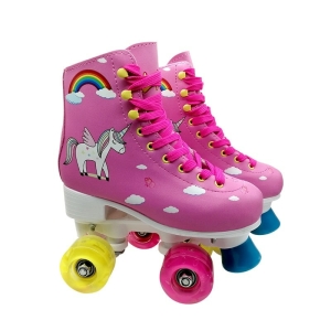 Stylish LED light-up roller skates for girls in a fun colour, perfect for outdoor adventures and night skating.