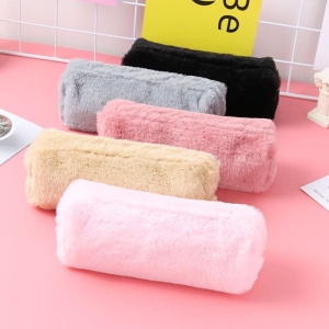 A fluffy plush pencil case for girls, adorable and practical for carrying pens and art supplies to school