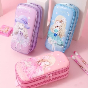 A pretty pencil case specially designed for girls, a reliable school companion for all stationery needs