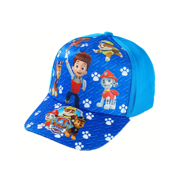 Front view of the blue PAW Patrol cap for girls showing character design.