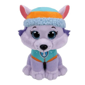 PAW Patrol Everest beanie-style plush soft toy for girls wearing a winter hat.