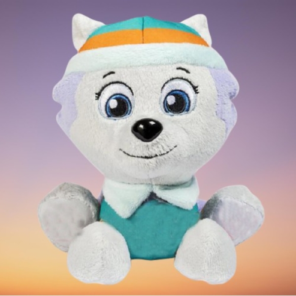 Side pose view of the PAW Patrol Everest plush soft toy for girls, great for play.