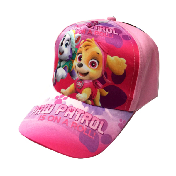 Side profile view of the pink PAW Patrol Skye character cap for girls.