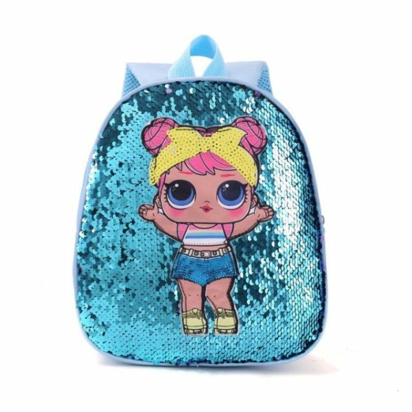 A girls' glitter sequin backpack, sparkling and eye-catching for nursery or school, easy to carry