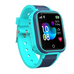 A blue 4G GPS smart watch for girls, featuring location tracking and connectivity for safe and fun adventures.