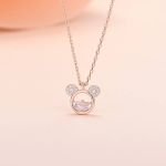 A girl wearing the Mickey Mouse crystal necklace, showcasing its fun Disney-inspired sparkle.