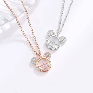 A simple yet stylish Mickey Mouse crystal necklace for girls available in multiple designs, a fun Disney jewellery piece.