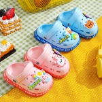 A selection of animal print beach sandals for little girls in various colour options, perfect for beach holidays and sunny days.