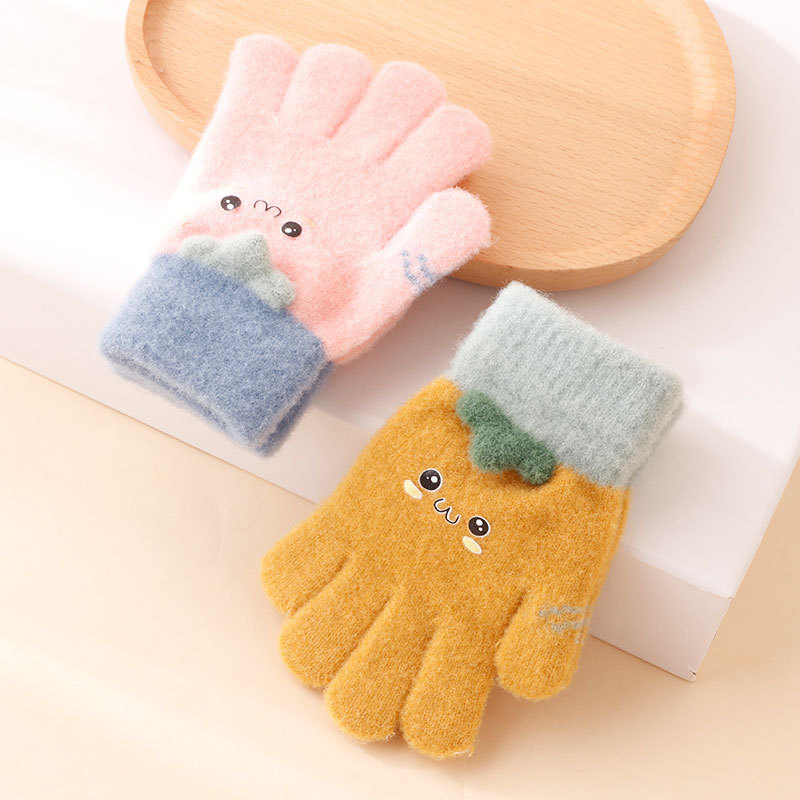 Multiple colour options of girls warm cashmere winter gloves displayed together, showcasing the soft texture and elegant style.