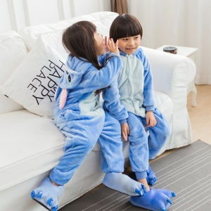 A super-fun girls cartoon fleece pyjama onesie, incredibly warm and cosy with a playful character design, perfect for adventure-themed bedtimes.