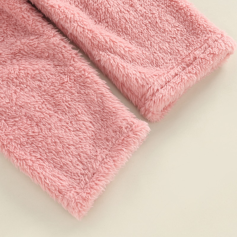 Girls' Hooded Fleece Pyjamas with Bear Ears and Waist Tie - Image 4