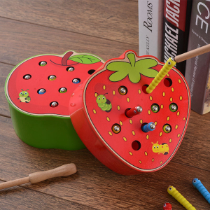 A fun Montessori apples and strawberries shape learning set for girls, encouraging colour recognition and sorting through hands-on play with wooden pieces.