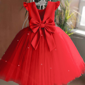 A stunning red tulle princess dress for girls, with a full and luscious tulle skirt, perfect for parties, dance recitals, and special occasions.