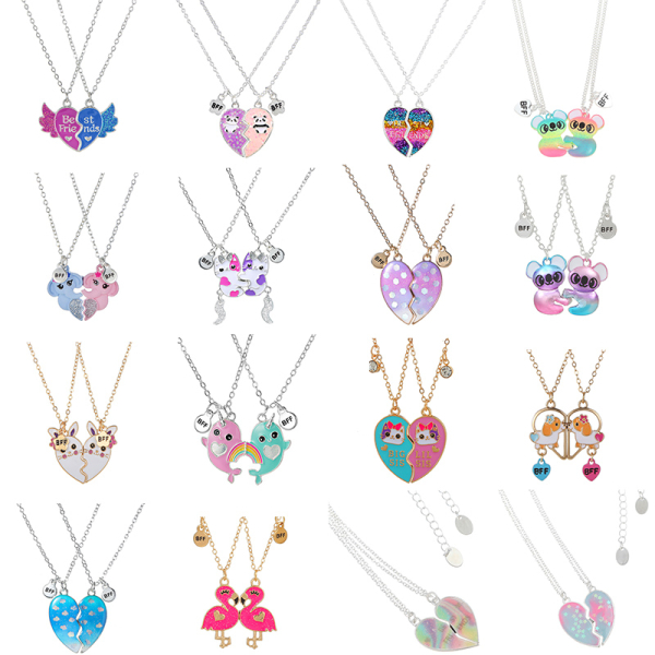 Girls' Friendship Necklace Fashion Jewellery photographed on a white background, delicate and playful for young girls.