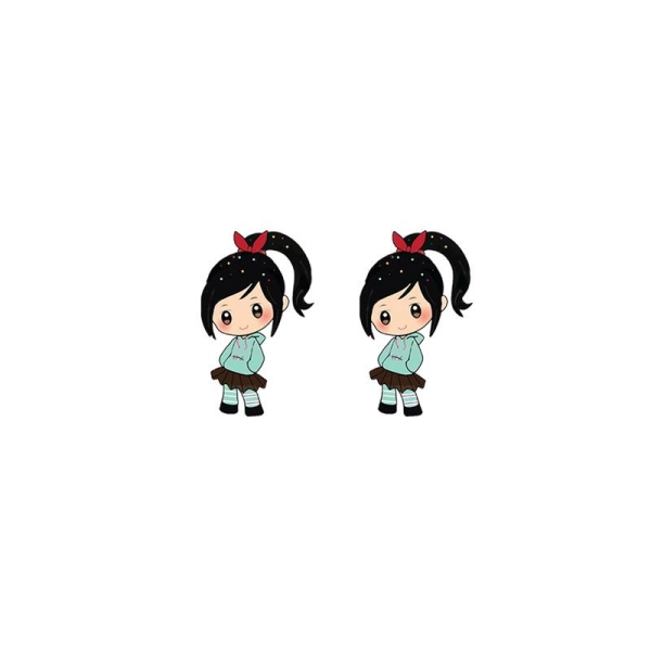Cute Vanellope earrings for girls from Wreck-It Ralph on a white background, a fun Disney jewellery piece for adventurous young ones.