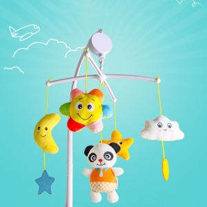 Rotating Musical Mobile for Baby Girls shown on white background, soft and safe for baby's nursery.