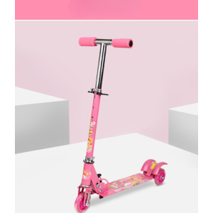 3-Wheel Adjustable Pink Scooter for Girls shown assembled on a white background, colourful and safe for children.