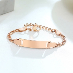 The personalised stainless steel ID bracelet presented as a gift, ideal for a special occasion such as a birthday or christening.