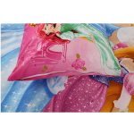 Close-up of the print and fabric of the Disney Princess Duvet Cover for Girls, machine washable and hypoallergenic.