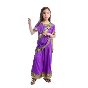 Purple Native American Costume for Girls displayed on a white background, perfect for dressing up and parties.