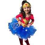 Wonder Woman Costume for Girls displayed on a white background, perfect for dressing up and parties.