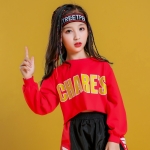 Side and back view of the Girls' Hip Hop Style Jogger and Sweatshirt Set showing cut, ribbed cuffs and hem detail.