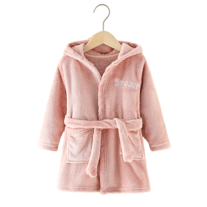 Girls' Plain Warm Dressing Gown with 'Dream' Slogan displayed on a white background, perfect for dressing up and parties.