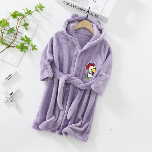 Soft Warm Hooded Dressing Gown with Animal Detail for Girls displayed on a white background, perfect for dressing up and parties.