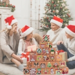 A family scene with the fill-your-own Advent calendar set up on Christmas Day, ready to be personalised with favourite treats and small surprises for little ones.
